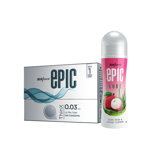 Manforce Epic Thinx Condoms + Litchi Aloe Lube (60ml)