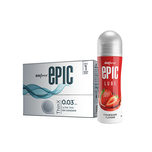 Manforce Epic Thinx Condoms + Strawberry Lube (60ml)