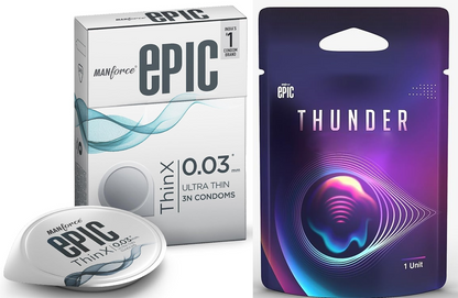Manforce Epic Thinx Ultra-Thin Condoms (3 Count) + Epic Thunder Ring